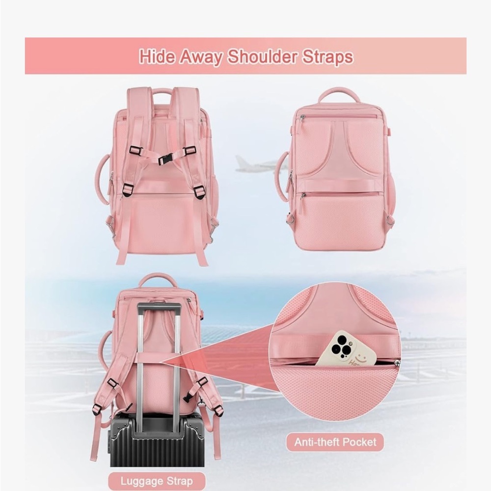 Large Travel Backpack for Women, 40L Carry On Backpack - Picture 3 of 6